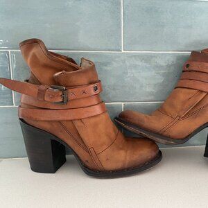 Freebird by Steven Blaze brown leather heeled rustic boot size 8